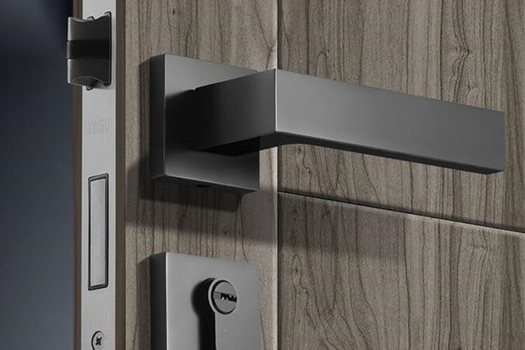 AKADA Modern Black Zinc Alloy Bedroom Lever Handle Luxury Door Lock Wholesale (4) lever zinc alloy door lock