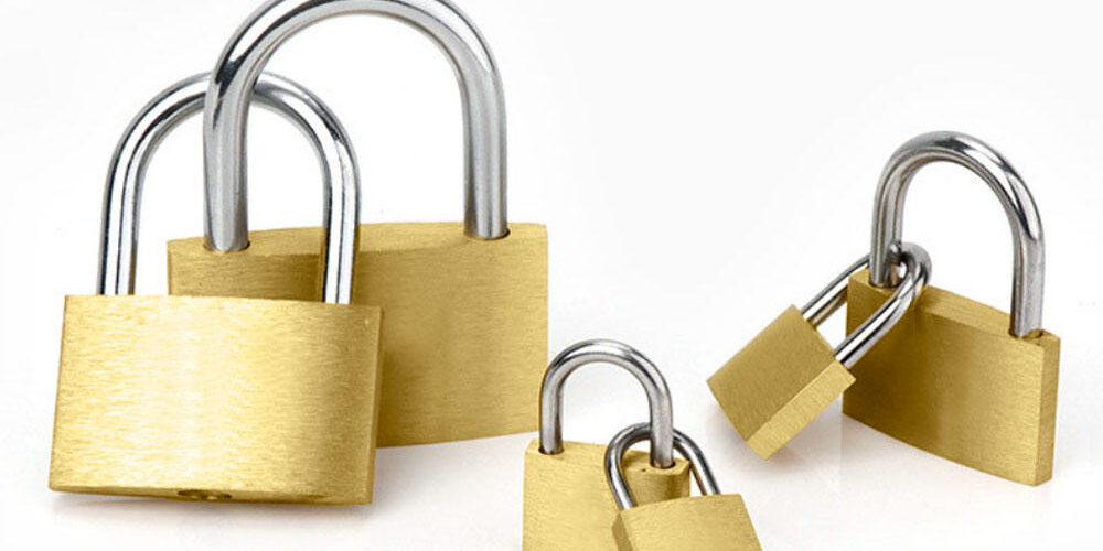 brass painted keyed padlock