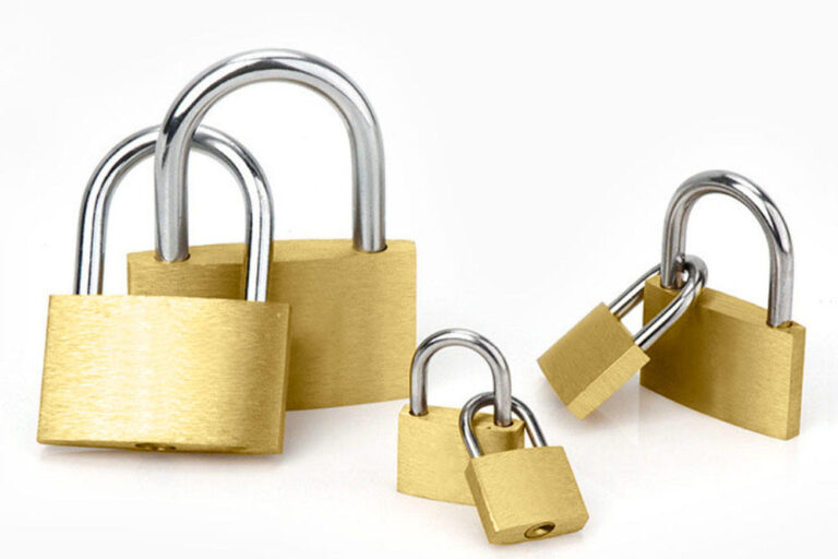 brass painted keyed padlock