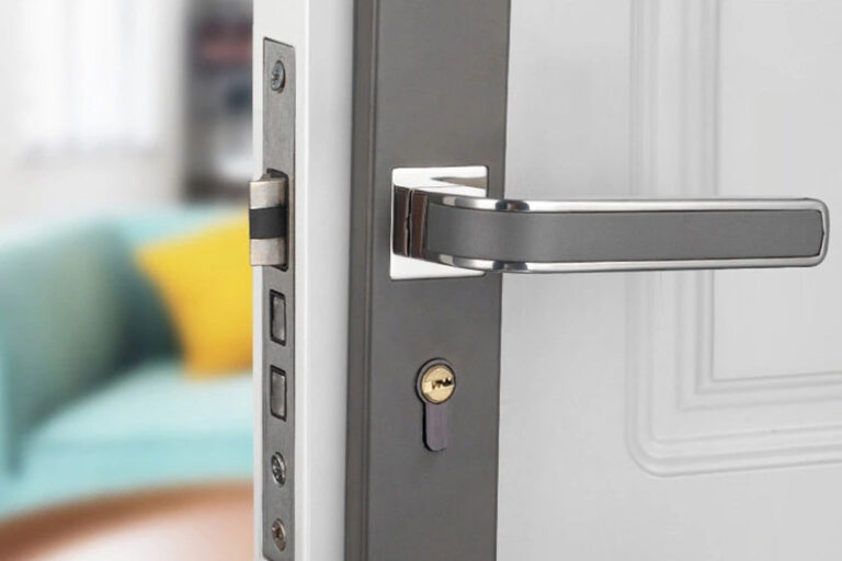 Stainless Steel Black and Gray Door Handle Lock with Keys Bedroom Door Lock Supplier (6) gray bedroom door handle lock